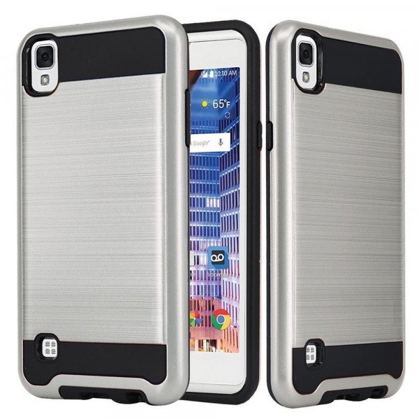 Wholesale LG Tribute HD, X Style, Volt 3, LS676 Armor Hybrid Case (Silver)